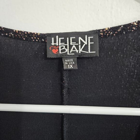 Helene Blake Sparkly Brown Crossover V-Neck Blouse Size 1x 3/4 Sleeve - Picture 7 of 8